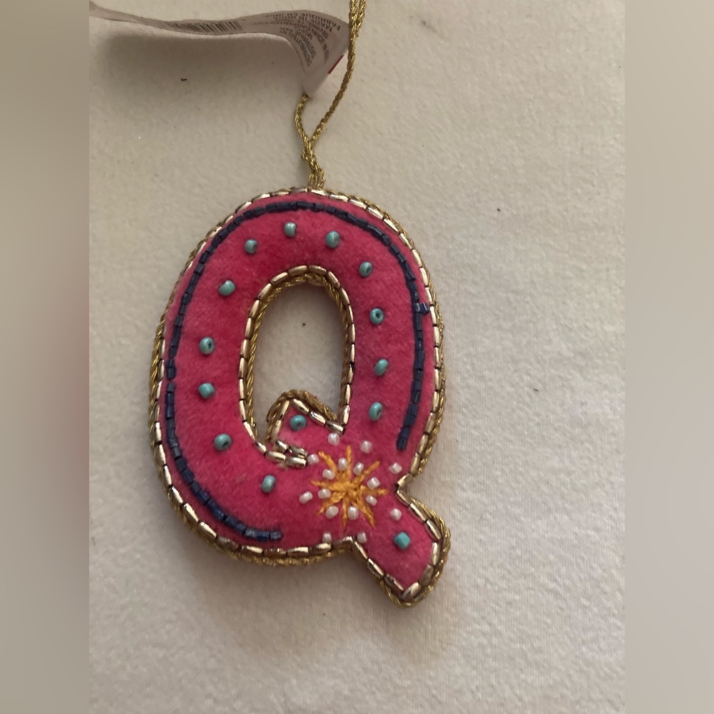 ASHLAND Beaded Felt "Q" Christmas Ornaments New